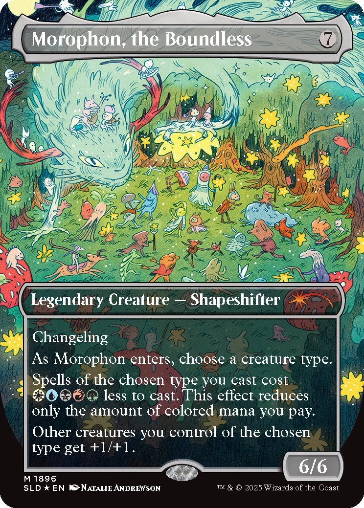 Morophon, the Boundless, from the Everyone's Invited! Secret Lair precon. Image credit: Wizards of the Coast