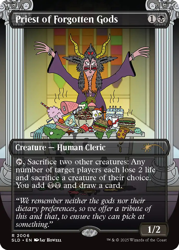 Priest of Forgotten Gods, a card from the Featuring: Jay Howell Secret Lair drop. Image credit: Wizards of the Coast