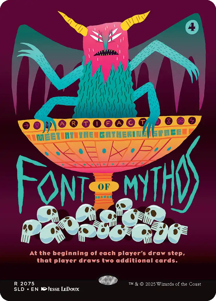 Font of Mythos, a card from the Secret Lair x KEXP: You Are Not Alone drop. Image credit: Wizards of the Coast