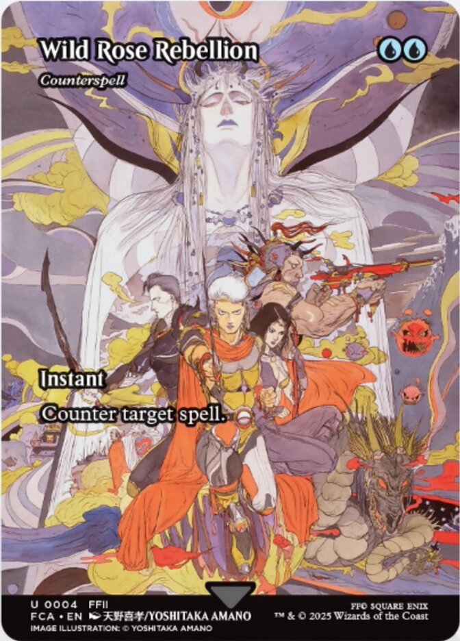 Counterspell reskinned as "Wild Rose Rebellion", a scene from FFII depicted in Final Fantasy's Through the Ages bonus sheet. Image credit: Wizards of the Coast and Square Enix