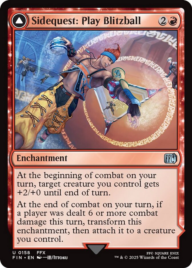 Sidequest: Play Blitzball, a card from Final Fantasy. Previewed on May 19th. Image credit: Wizards of the Coast and Square Enix