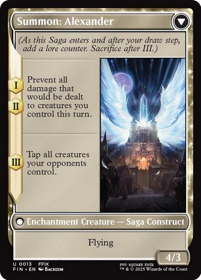 Summon: Alexander, the rear face of Crystal Fragments. Image credit: Wizards of the Coast and Square Enix