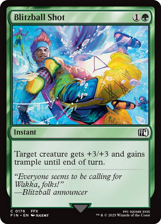 Blitzball Shot, a card from Final Fantasy. Previewed on May 19th. Image credit: Wizards of the Coast and Square Enix