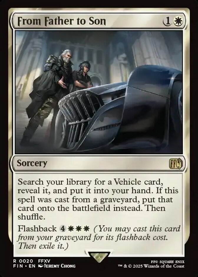 From Father to Son, a card from Final Fantasy revealed on May 20th. Image credit: Wizards of the Coast and Square Enix