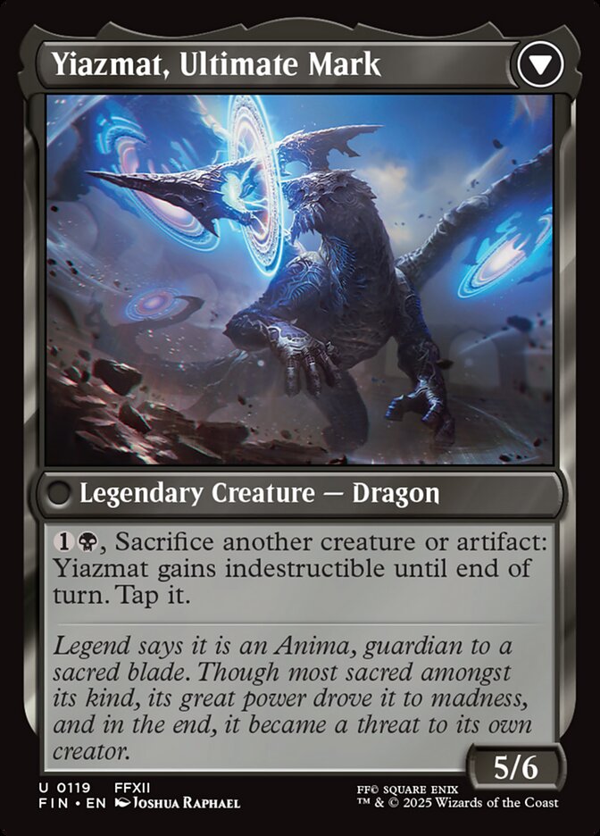 Yiazmat, Ultimate Mark, the rear face of Sidequest: Hunt the Mark. Image credit: Wizards of the Coast and Square Enix