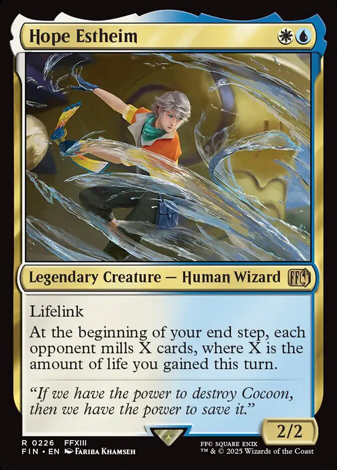 Hope Estheim, a new card from MTGFIN. Previewed on Friday, May 23rd. Image credit: Wizards of the Coast and Square Enix.