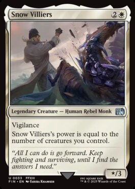 Snow Villiers, a new card from MTGFIN. Previewed on Wednesday, May 21st. Image credit: Wizards of the Coast and Square Enix