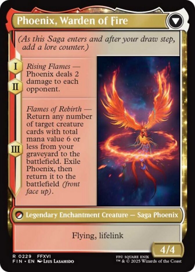 Phoenix, Warden of Fire, the rear face of Joshua, Phoenix's Dominant. Image credit: Wizards of the Coast and Square Enix
