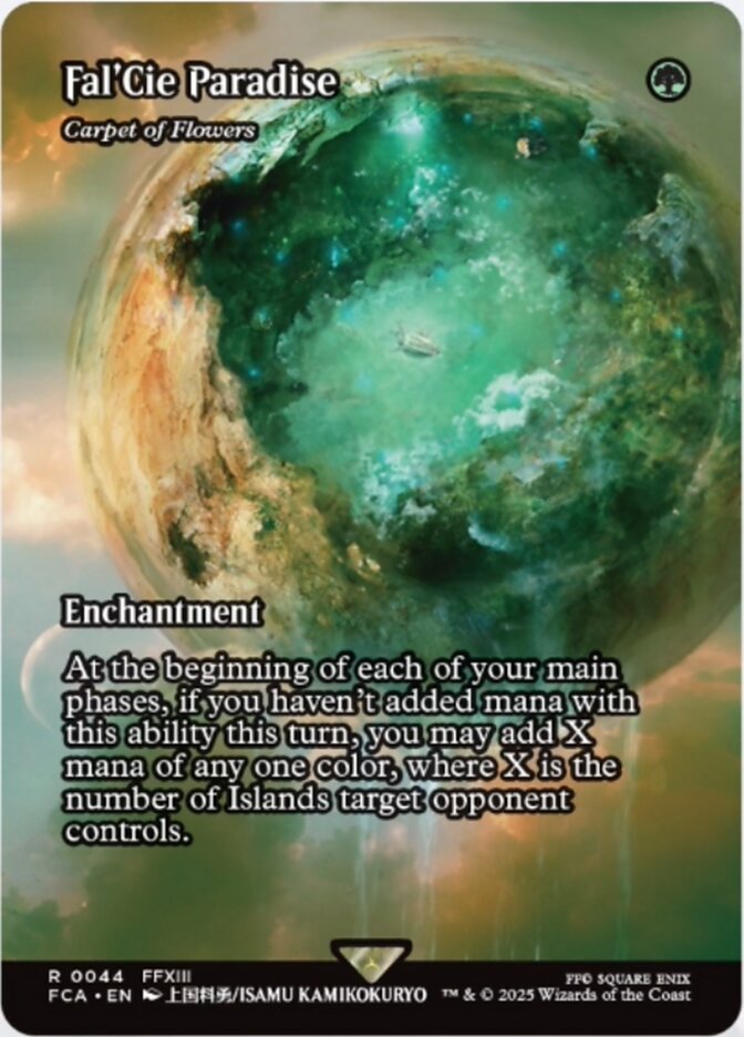 Carpet of Flowers reskinned as "Fal'Cie Paradise", a scene from FFXIII depicted in the Through the Ages bonus sheet. Image credit: Wizards of the Coast and Square Enix