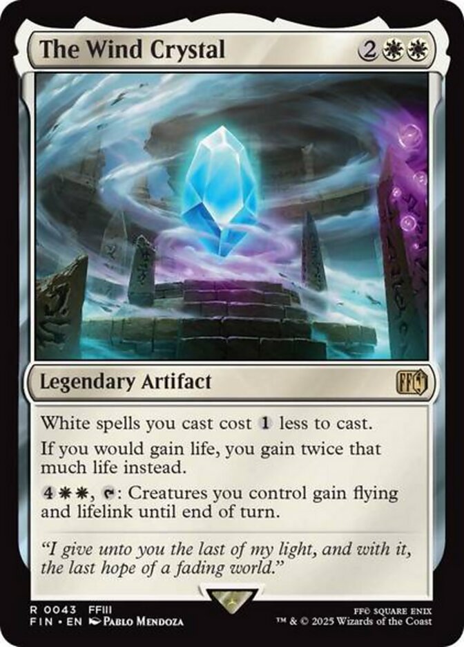 The Wind Crystal, a card from MTGFIN revealed on May 20th. Image credit: Wizards of the Coast and Square Enix