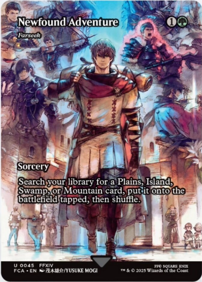 Farseek reskinned as "Newfound Adventure", a scene from FFXIV depicted in the Through the Ages bonus sheet. Image credit: Wizards of the Coast and Square Enix