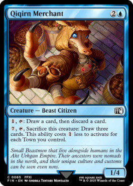 Qiqirn Merchant, a new card from MTGFIN. Previewed on Wednesday, May 21st. Image credit: Wizards of the Coast and Square Enix