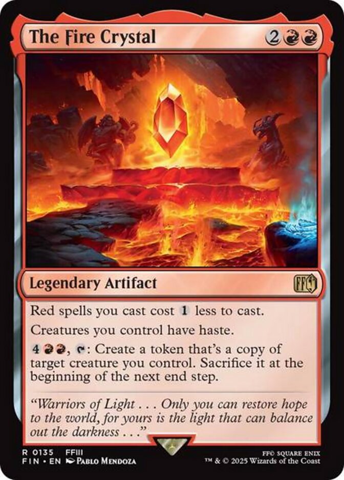 The Fire Crystal, a card from MTGFIN revealed on May 20th. Image credit: Wizards of the Coast and Square Enix