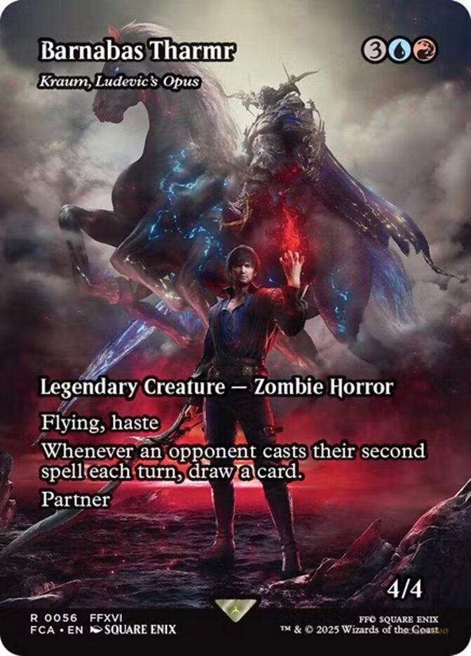 Barnabas Tharmr, a reskin of Kraum, Ludevic's Opus, originally printed in Commander 2016. Image credit: Wizards of the Coast and Square Enix