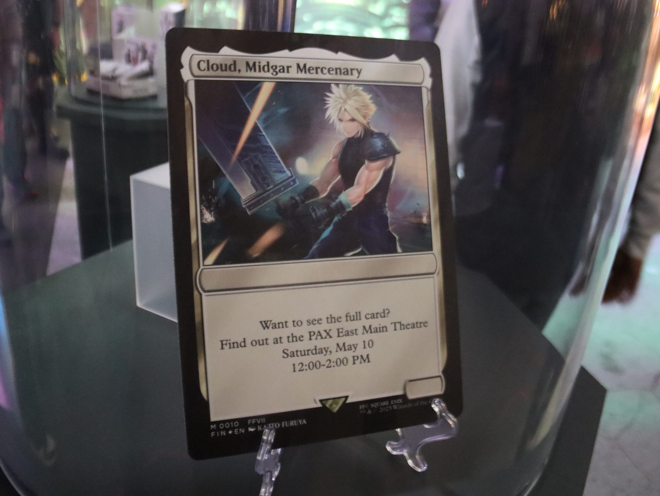 A teaser of Cloud, Midgar Mercenary, a card from the upcoming Final Fantasy set. Photo credit: Cooper Gottfried
