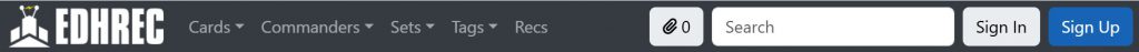 A screenshot of the EDHREC menu bar.