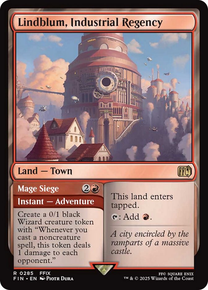 Lindblum, Industrial Regency, a new card from MTGFIN. Image credit: Wizards of the Coast and Square Enix
