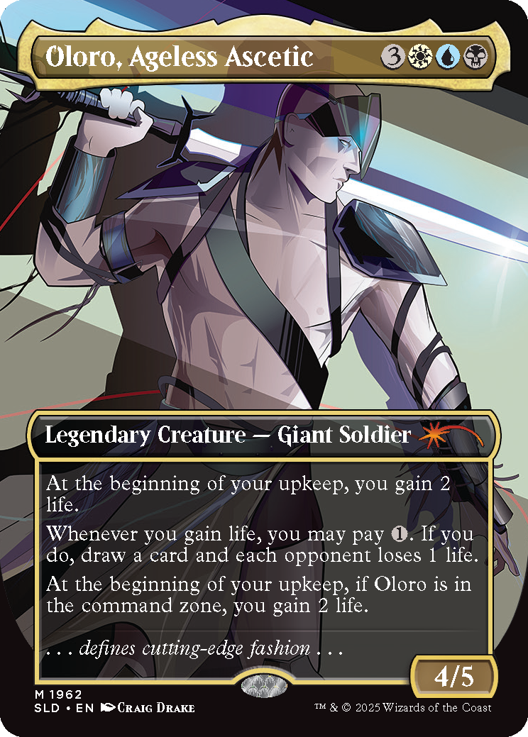 Oloro, Ageless Ascetic, a card from the Slay the Day Secret Lair drop. Image credit: Wizards of the Coast