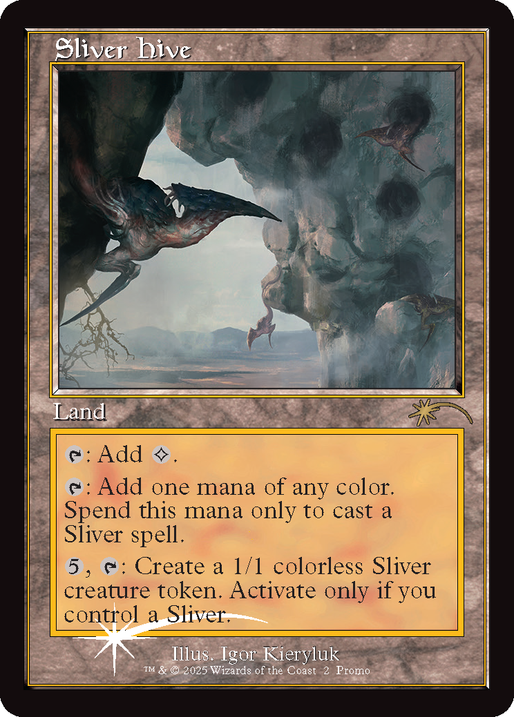 A retro-frame copy of Sliver Hive, an exclusive for MagicCon Las Vegas's Festival In A Box. Image credits: Wizards of the Coast