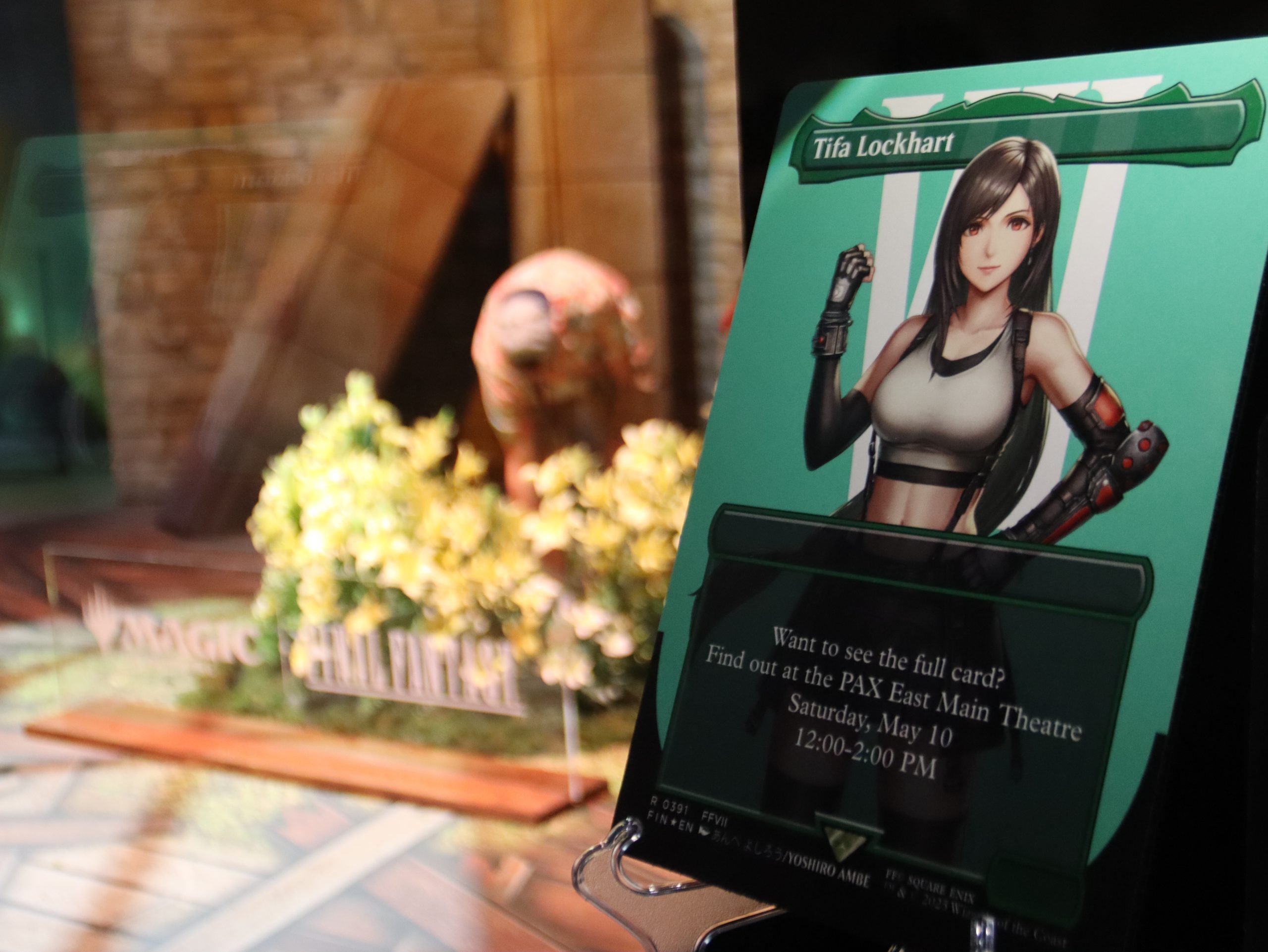 A teaser of Tifa Lockhart, a card from the upcoming Final Fantasy set. Photo credit: Cooper Gottfried