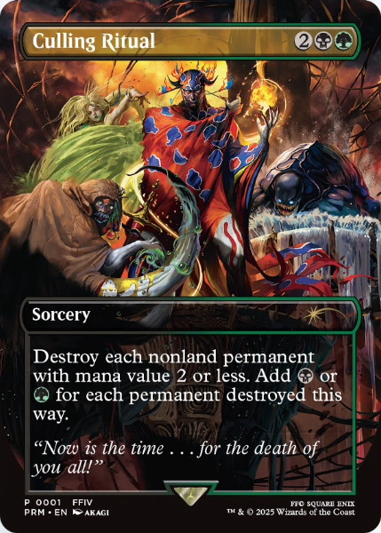 Culling Ritual, a Commander Party promo from Final Fantasy. Image credit: Wizards of the Coast and Square Enix