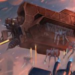 Warmaker Gunship. Illustrated by Julian Kok Joon Wen. Image credit: Wizards of the Coast